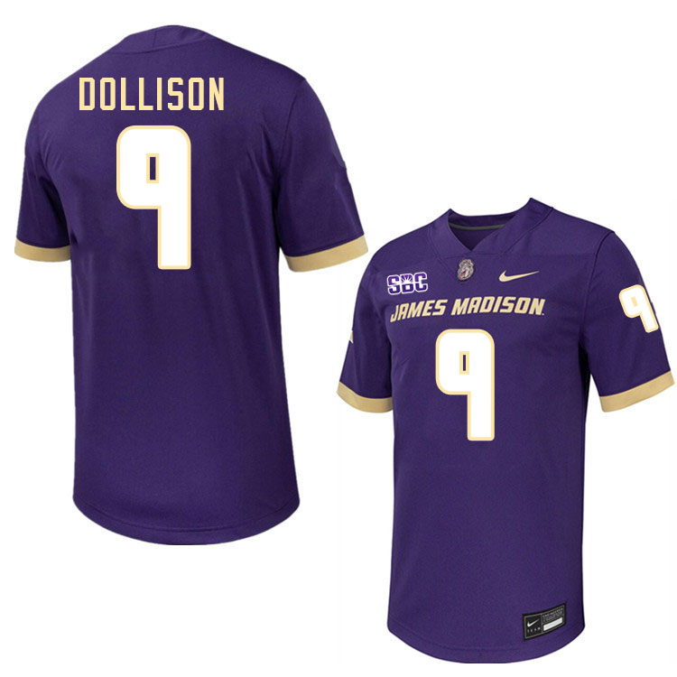 #9 Omarion Dollison JMU Jersey,James Madison Dukes Football Jerseys Stitched-Purple